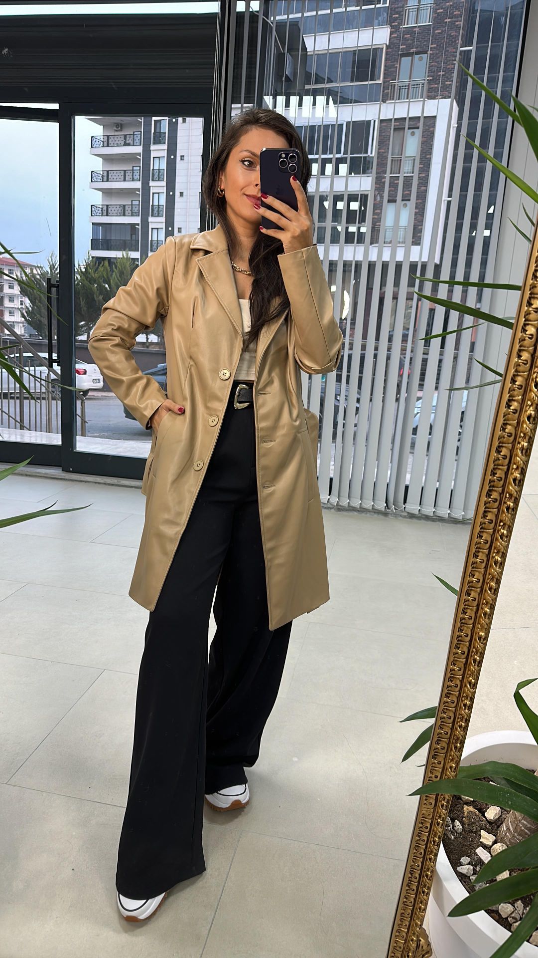 Mink Imported Leather Trench Coat