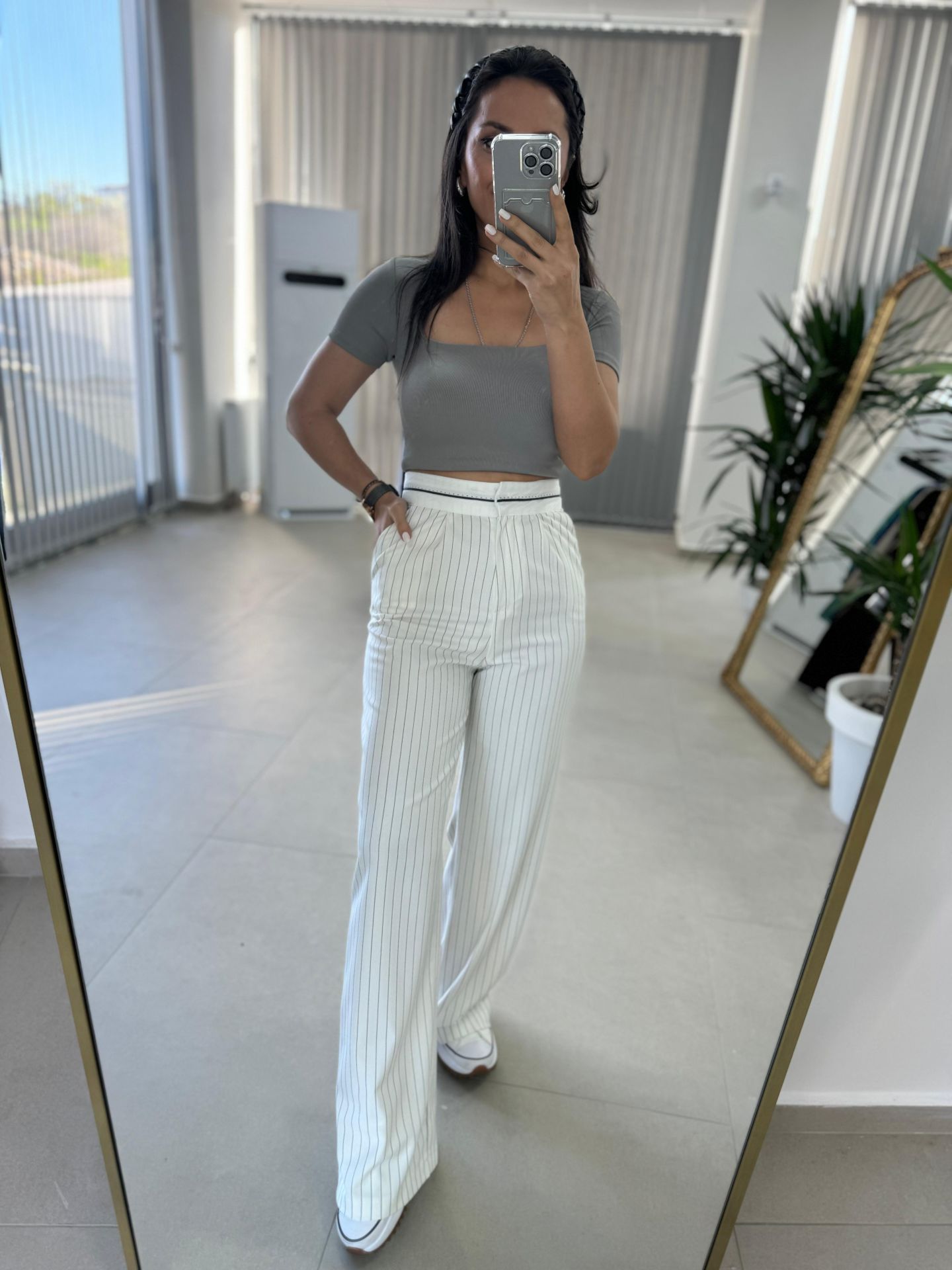 Gk Stripe Striped White Trousers