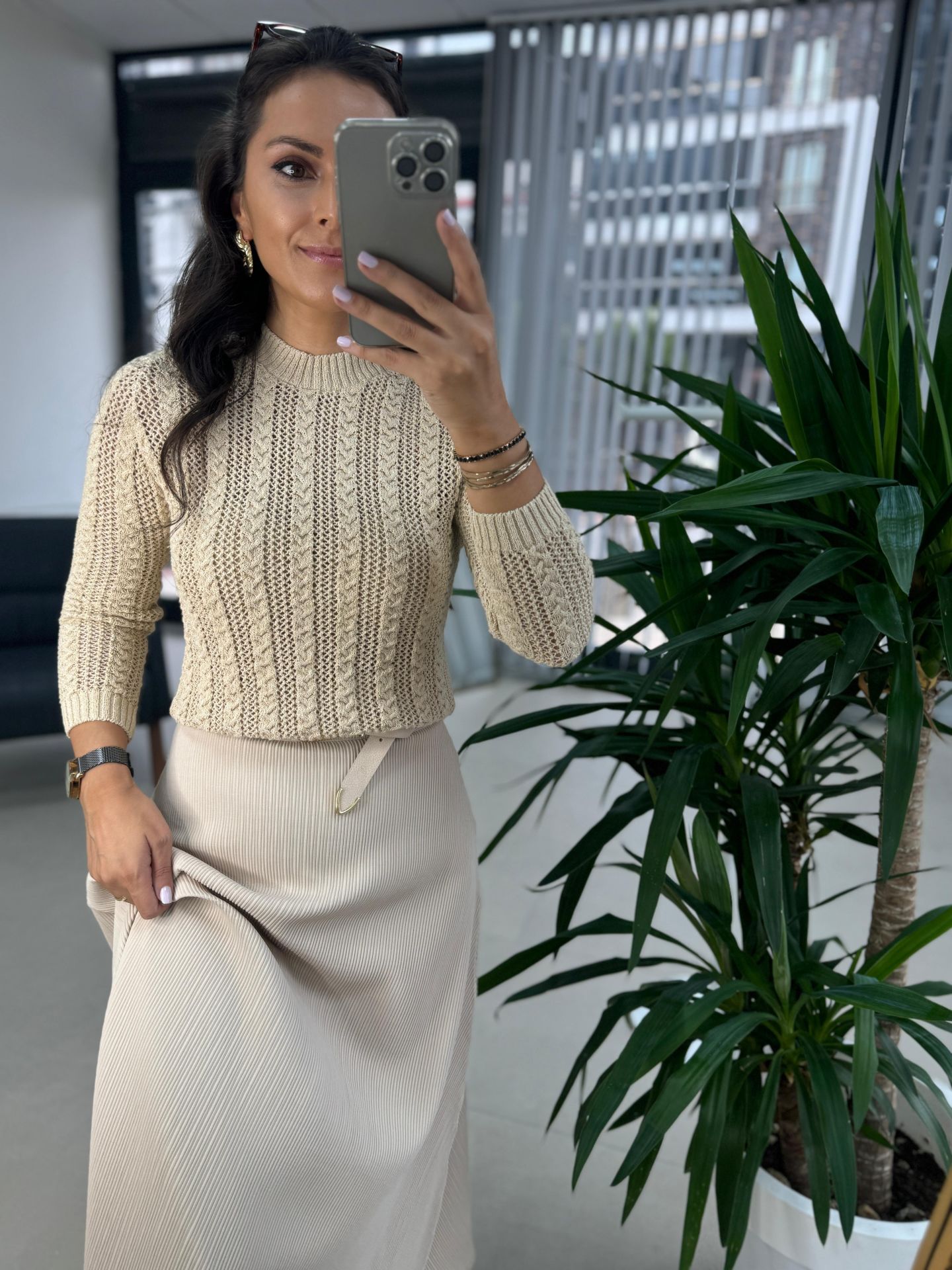 Original Brand Cream Openwork Knitwear