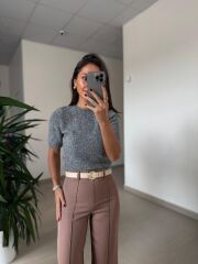 Dv 10651 Yumoş Kısa Kollu Füme Kazak