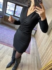 My Siyah anvelop detaylı kalem elbise