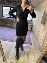 My Siyah anvelop detaylı kalem elbise