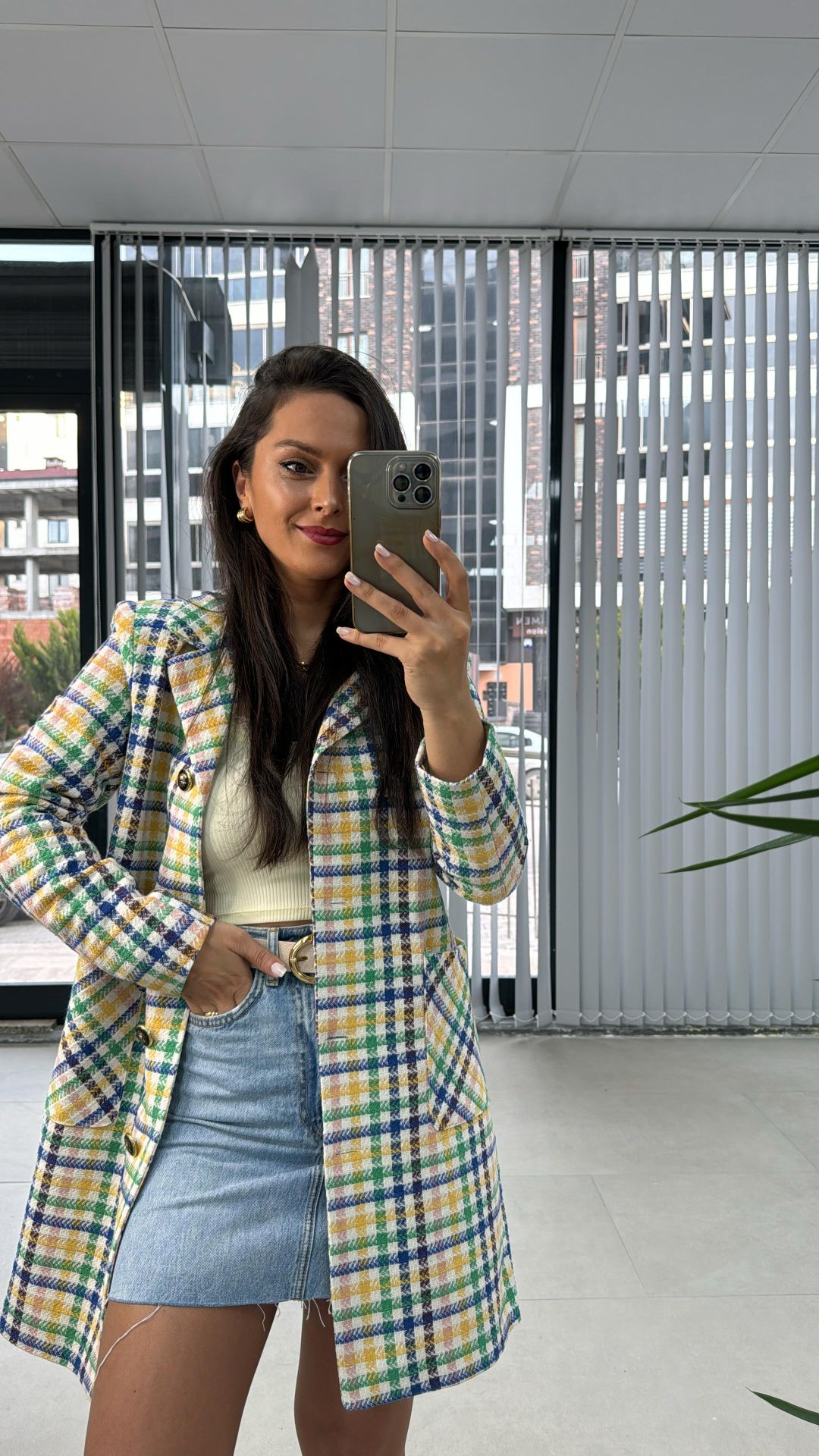 Art. Yellow Transitional Tweed Jacket Dress