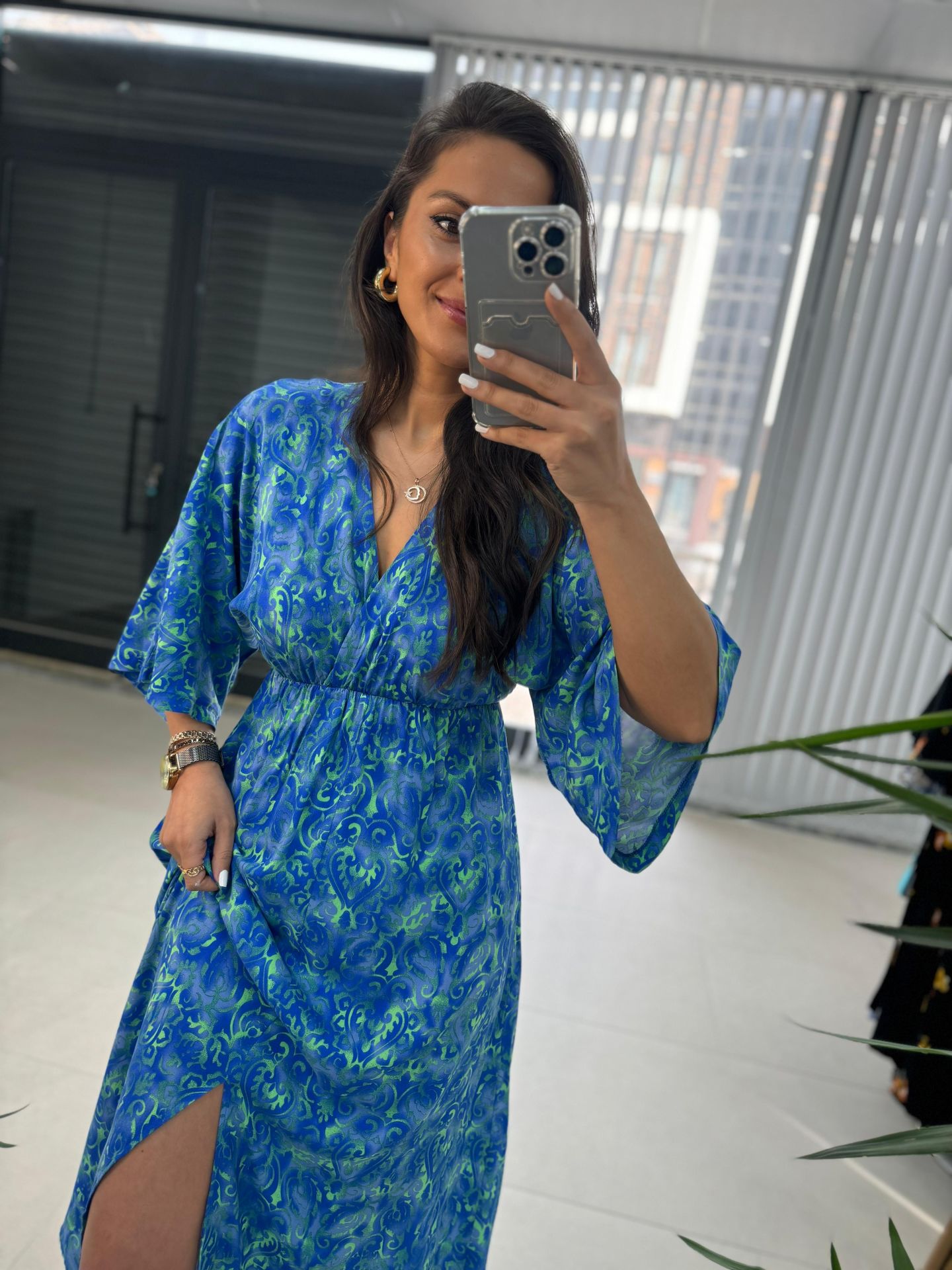 My 3154 Saks Şal Desen Elbise