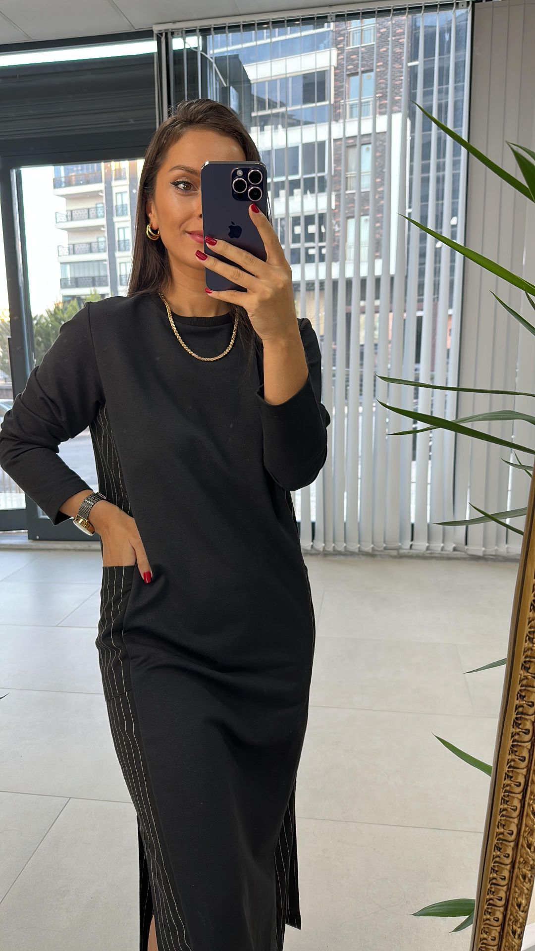Side Black Striped Dress