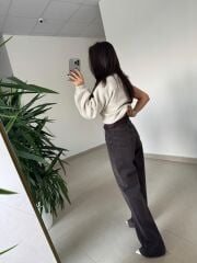 Spt 1077 Palazzo Kahve  Denim Pantolon
