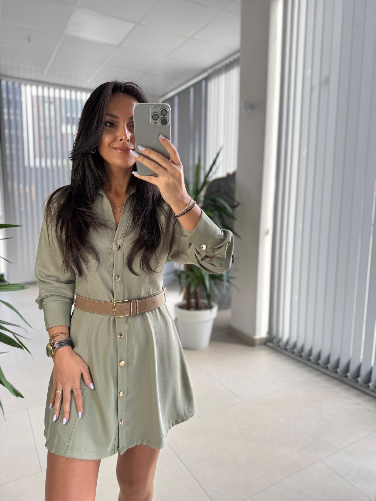 Fw 0367 Linda Mint Yeşili Mini Gömlek Elbise