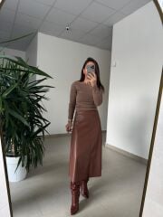 Bb 30470 Deri Midi Taba Etek