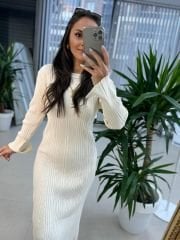 My Fitilli Triko Krem Kalem Elbise