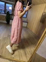 Madonna yaka maroken midi elbise