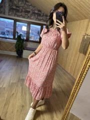 Madonna yaka maroken midi elbise