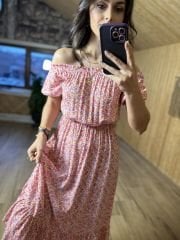 Madonna yaka maroken midi elbise