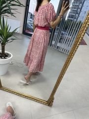 Madonna yaka maroken midi elbise