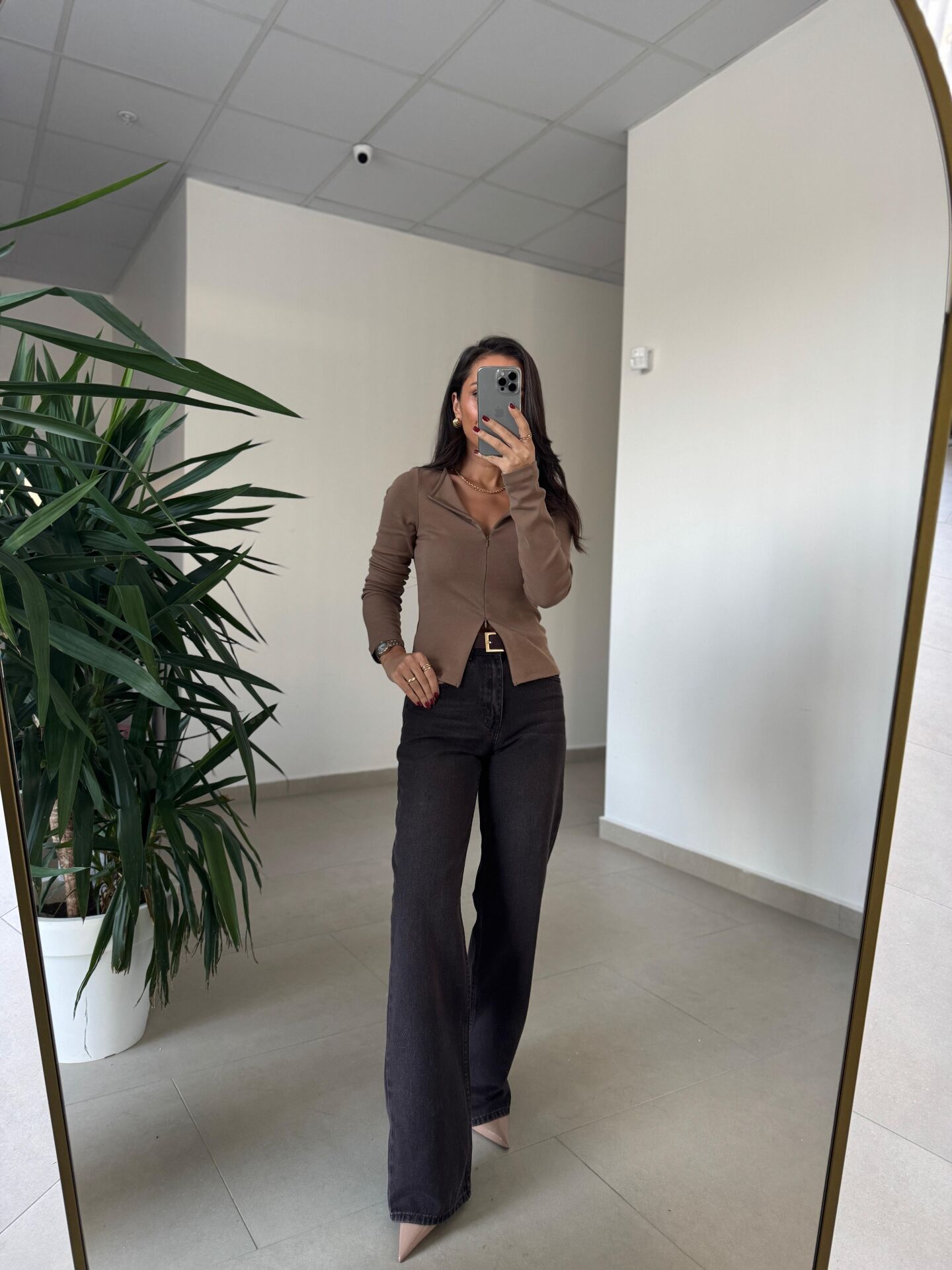 Spt 488 Wide Leg Yıkamalı Kahve Tint Pantolon