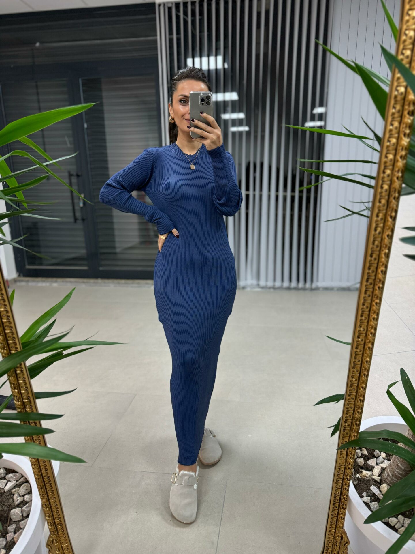 Bh Blue Pencil Knitwear Dress