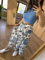 Orj marka düğmeli pamuk keten etek