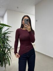 Dv 32122 Kaşmir Bordo Transparan Bluz