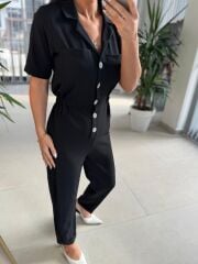 Bb 26812 Siyah Aerobin Düğmeli Tulum