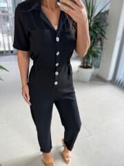 Bb 26812 Siyah Aerobin Düğmeli Tulum