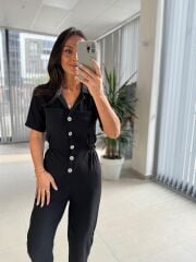 Bb 26812 Siyah Aerobin Düğmeli Tulum