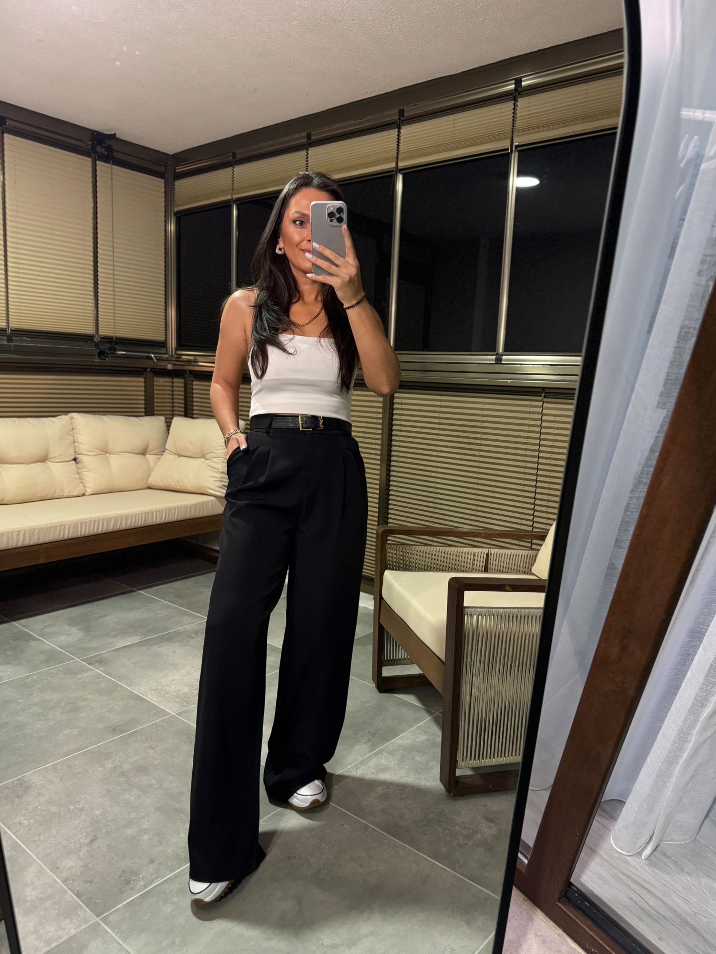 Mc 3013 Palazzo Black Trousers
