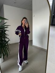 Ms 00064 Mor-Beyaz Şerit Geçişli Fermuarlı Modal Takım