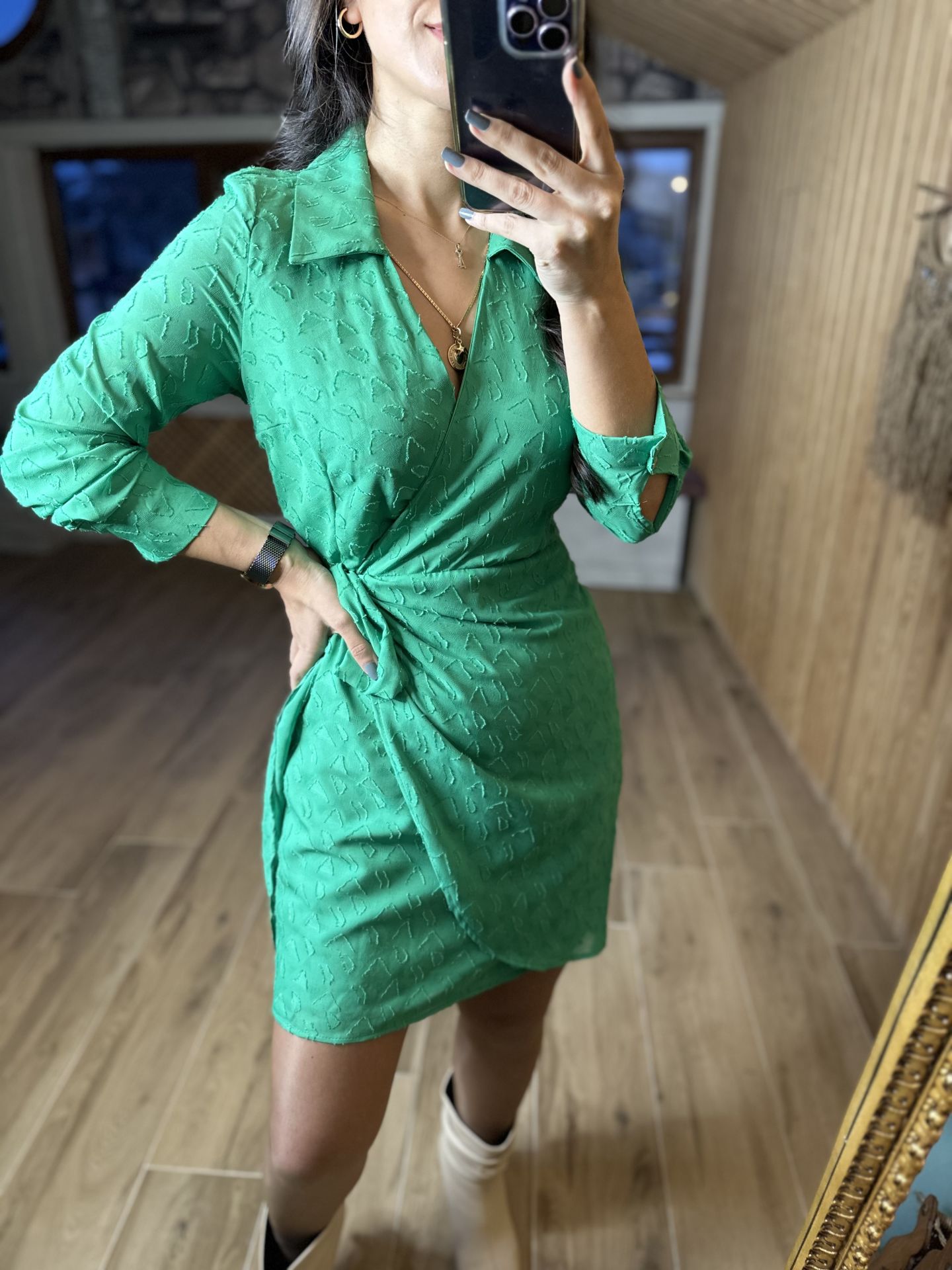 Jacquard-Chiffon grün