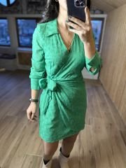 Jakarlı şifon yeşil