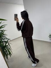 Ms 56489 Kahve-Beyaz İnce Şerit Geçişli Modal Takım