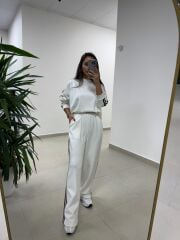 Ms 56489 Ekru-Bordo İnce Şerit Geçişli Modal Takım