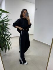 Ms 56489 Siyah-Bordo İnce Şerit Geçişli Modal Takım