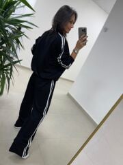 Ms 56489 Siyah-Bordo İnce Şerit Geçişli Modal Takım