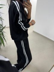 Ms 56489 Siyah-Bordo İnce Şerit Geçişli Modal Takım