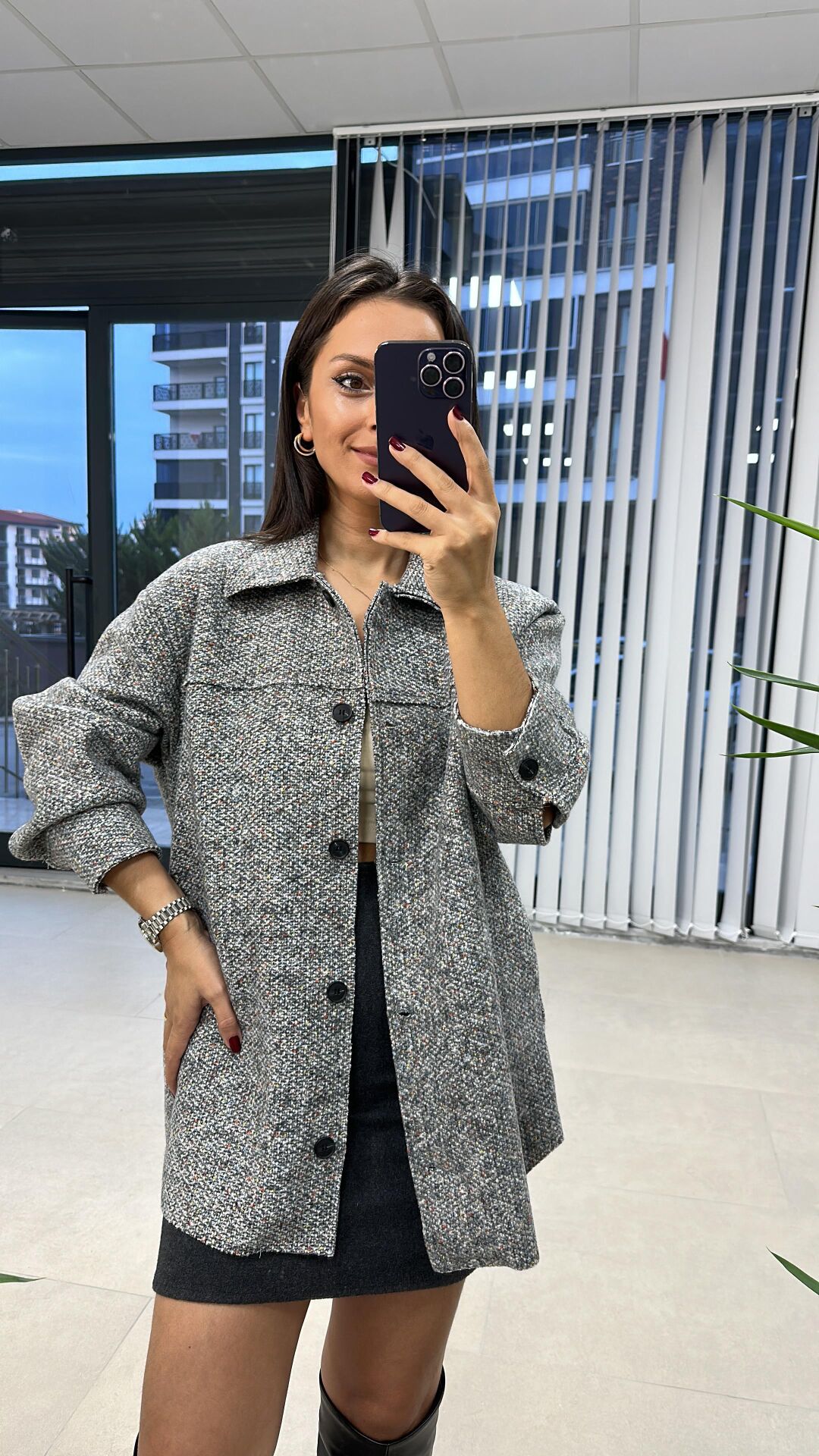 Ms Anthracite Flecked Cashmere Jacket