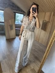 My 3118 Ham keten etnik desenli tulum