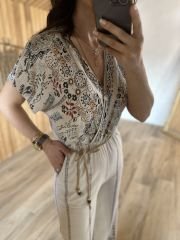 My 3118 Ham keten etnik desenli tulum