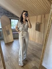 My 3118 Ham keten etnik desenli tulum