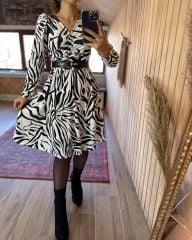 zebra velvet dress