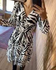 zebra velvet dress