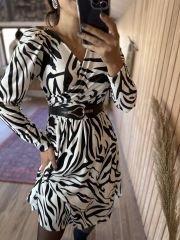 zebra velvet dress