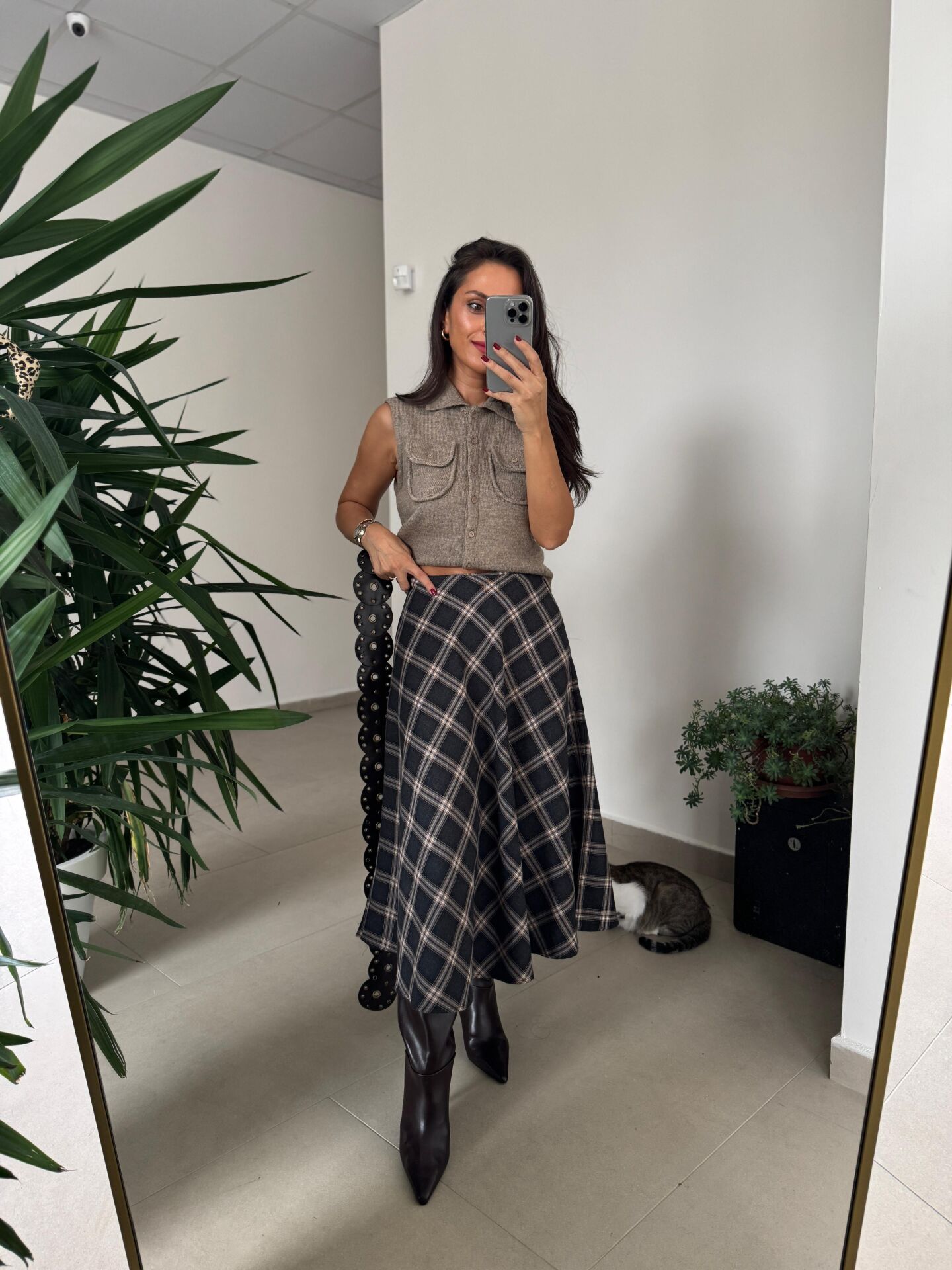 Nn 25-2061 Ekose Kaşe Dokulu Etek