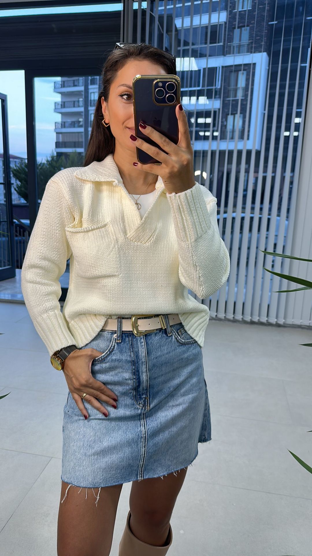 Cream Pocket Sweater
