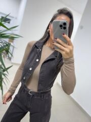 Spt 973 Kahve Yelekli Denim Takım