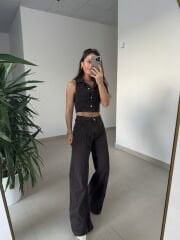 Spt 973 Kahve Yelekli Denim Takım