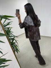 Bb 30330 Etnik Dokulu Kahve Geçişli Gömlek