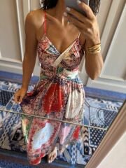 My 3784 Patchwork Pamuk Saten Elbise