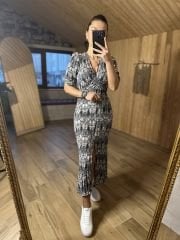 My 3081 Bürümcük Viskon Siyah Elbise