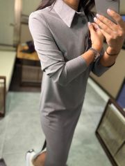 Ms Polo Yaka Massi Gri Elbise