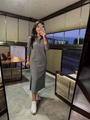 Ms Polo Yaka Massi Gri Elbise