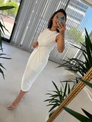 Sg Gold Tokalı Beyaz Elbise